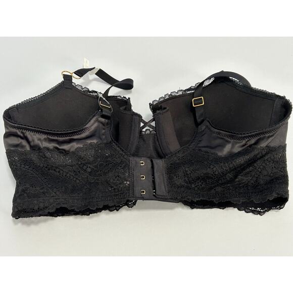 NWOT Aerie‎ Real Good Women's Black Lace Padded Balconette Push Up Bra Size 34D - Picture 2 of 6